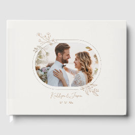 Livro De Visitas Casamento de Elegante Floral Light Beige