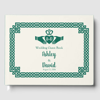 Livro De Visitas Casamento de Emerald Green Celtic Knot Claddagh