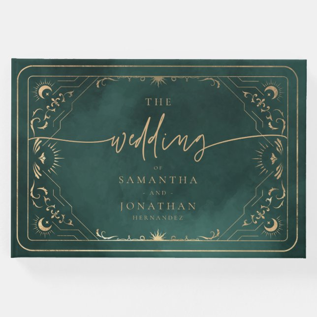Livro De Visitas Casamento de Emerald Green & Faux Dourado Tarot Ce (Frente)