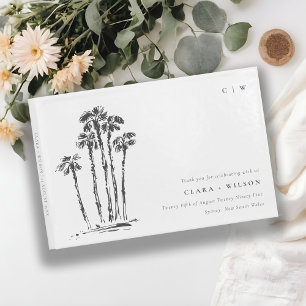Livro De Visitas Casamento de esboço de palmeira tropical costeira