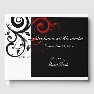 Livro De Visitas Casamento de espiral vermelho-branco preto