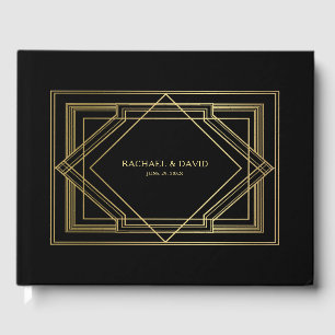Livro De Visitas Casamento de Estilo de Arte Elegante Deco Gatsby