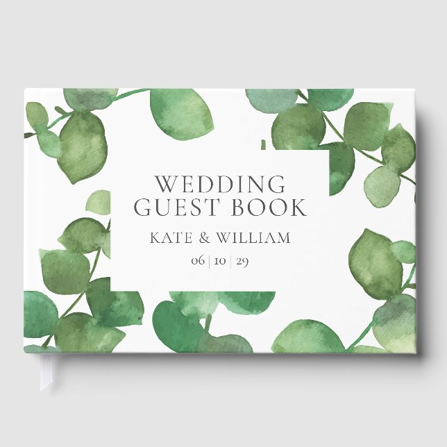 Livro De Visitas Casamento de Eucalipto Boho Greenery (Frente)
