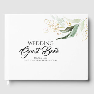 Livro De Visitas Casamento de Eucalyptus Greenery Dourado