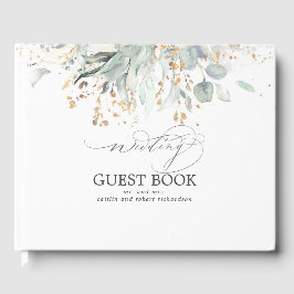 Livro De Visitas Casamento de Eucalyptus Greenery Dourado