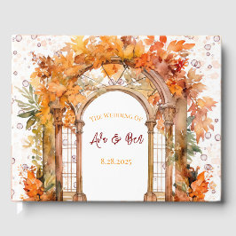 Livro De Visitas Casamento de Fall Burgundy Orange Floral Arch