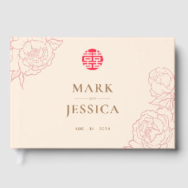 Livro De Visitas Casamento de Felicidade Dupla Chinesa