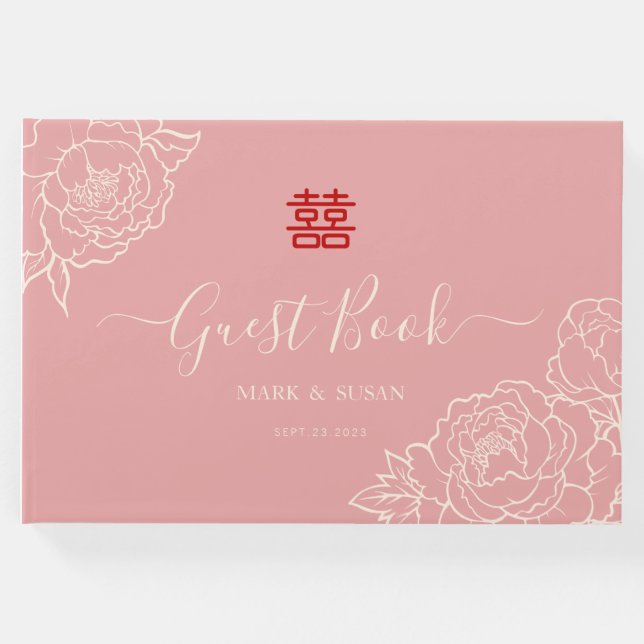 Livro De Visitas Casamento de Felicidade Dupla Chinesa (Frente)