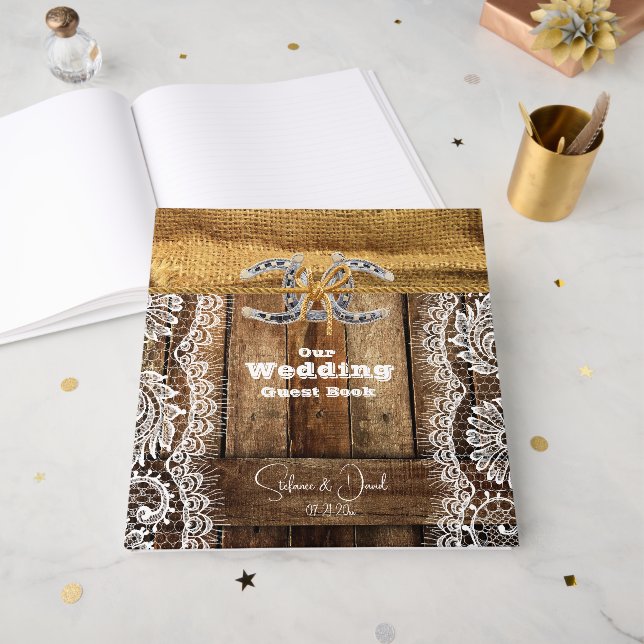 Livro De Visitas Casamento de ferraduras de cadáveres em Barnwood C (Frente aberta)