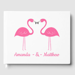 Livro De Visitas Casamento de Flamingo, Rosa-Rosa, Praia Tropical d