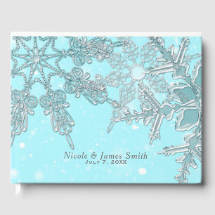 Livro De Visitas Casamento de Flocos de Neve Elegantes no Paraíso d