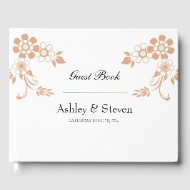 Livro De Visitas Casamento de Flor bege