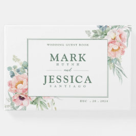 Livro De Visitas Casamento de Flor Branca Rosa