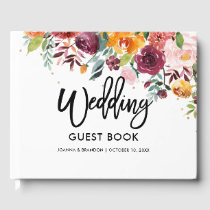 Livro De Visitas Casamento de Flor Floral de Flor de Borboleta de o