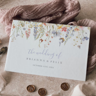 Livro De Visitas Casamento de Flor Selvagem de Verão Multicolor