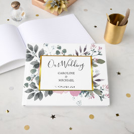 Livro De Visitas Casamento de floração de cor de água botânica eleg