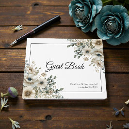 Livro De Visitas Casamento de Flores Aquarela