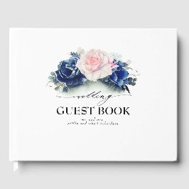 Livro De Visitas Casamento de flores azuis e cor-de-água cor-de-ros