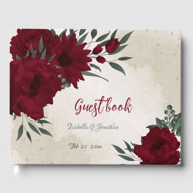 Livro De Visitas Casamento de flores da Borgonha (Frente)