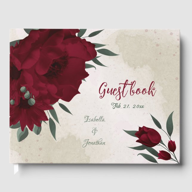 Livro De Visitas Casamento de flores da Borgonha (Frente)
