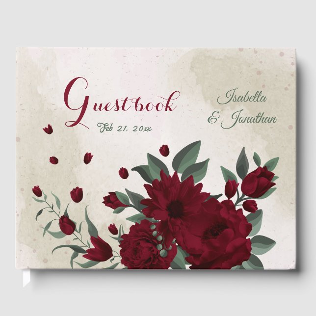 Livro De Visitas Casamento de flores da Borgonha (Frente)