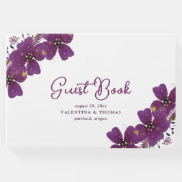 Livro De Visitas Casamento de Flores de Água bonito Púrpura