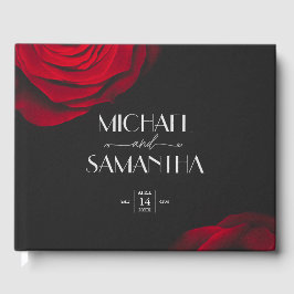 Livro De Visitas Casamento de flores de pétalas com rosa vermelha d