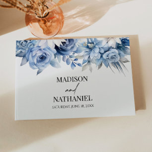 Livro De Visitas Casamento de Flores Florais Dusty Blue
