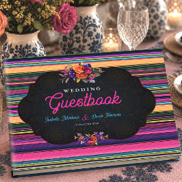 Livro De Visitas Casamento de flores mexicanas modernas