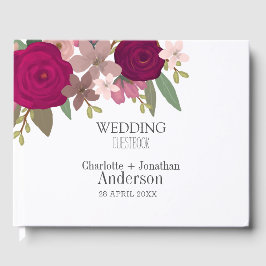 Livro De Visitas Casamento de Flores Modernas do Jardim Borgonha