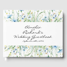 Casamento de Flores Selvagens Azuis de Aquarela