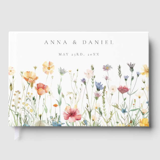 Livro De Visitas Casamento de Flores Silvestres Boho Chic (Frente)