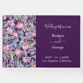 Livro De Visitas casamento de flores silvestres cor púrpura