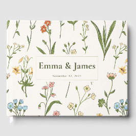 Livro De Visitas Casamento de Flores Silvestres Rústicas - Elegante