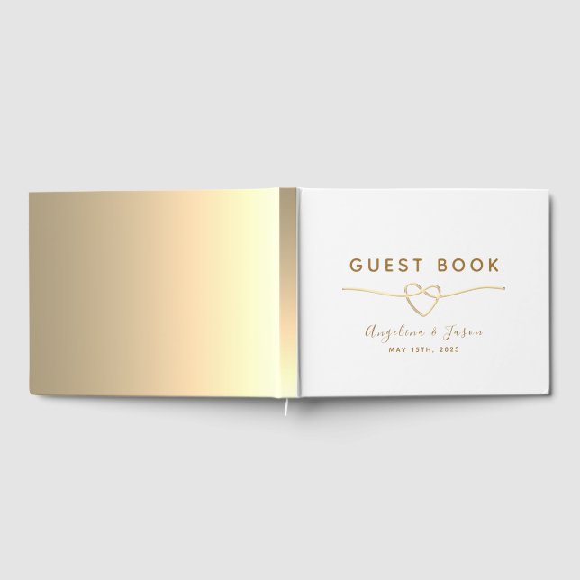 Livro De Visitas Casamento de Folha de Ouro Elegante Simples (Completo)