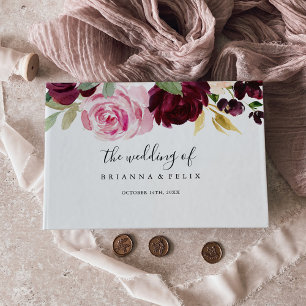 Livro De Visitas Casamento de Folhagem Botânica e Floral