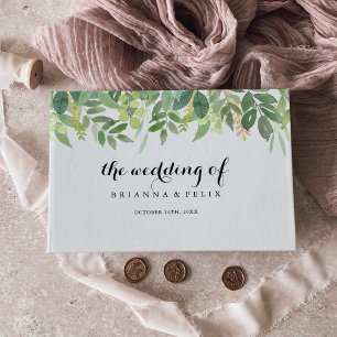 Livro De Visitas Casamento de Folhagem Botânica Greenery Calliogra