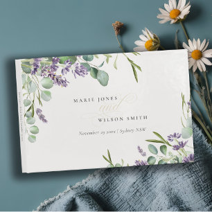 Livro De Visitas Casamento de Folhagem Eucalyptus Leafy, Lavanda El