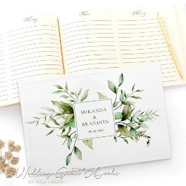 Livro De Visitas Casamento de Folhagem Eucalyptus Verde Elegante