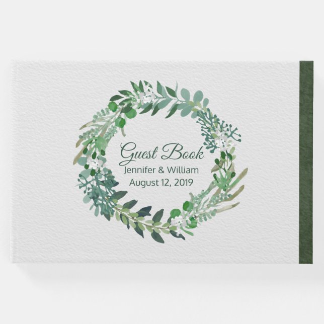 Livro De Visitas Casamento de Folhagem Verde de Todas as Estações (Frente)