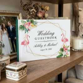 Livro De Visitas Casamento de Folhas Florais Tropicais