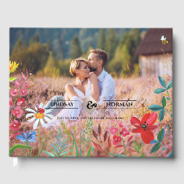 Livro De Visitas Casamento de Foto de Watercolor Wildflower