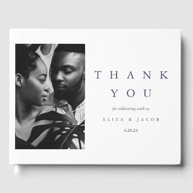 Livro De Visitas Casamento De Foto Floral Botânica Elegante (Frente)