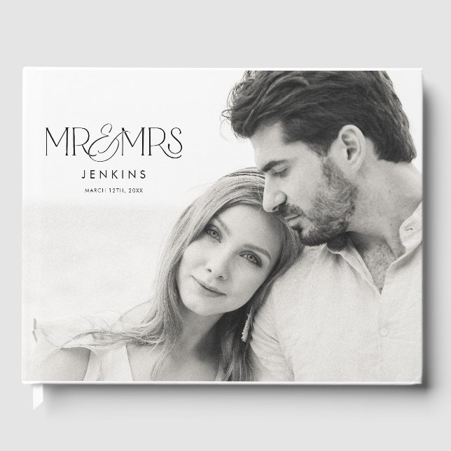 Livro De Visitas Casamento de Foto Moderno Elegante (Frente)