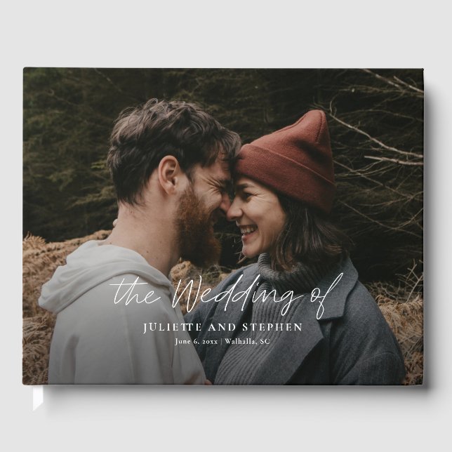 Livro De Visitas Casamento de Foto Simples Roteiro Moderno  (Frente)