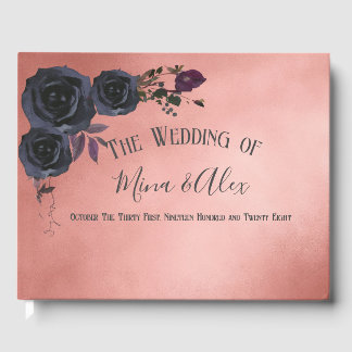 Livro De Visitas Casamento de Fotografia com Rosa preto para Blush