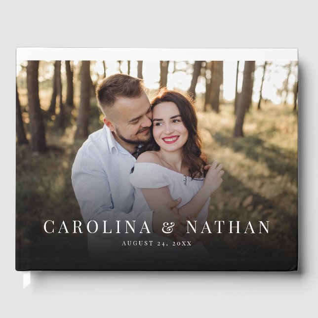 Livro De Visitas Casamento de Fotografia de Cheio Elegante Simples (Frente)