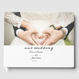 Livro De Visitas Casamento de Fotografia Simples Elegante com Calig