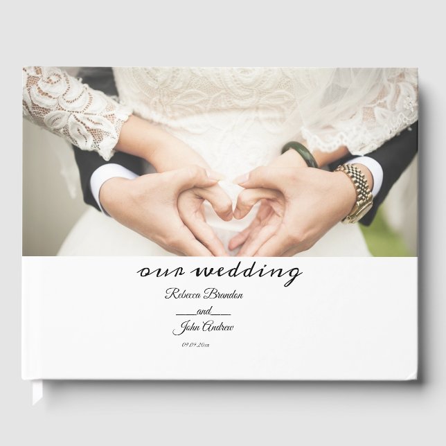 Livro De Visitas Casamento de Fotografia Simples Elegante com Calig (Frente)