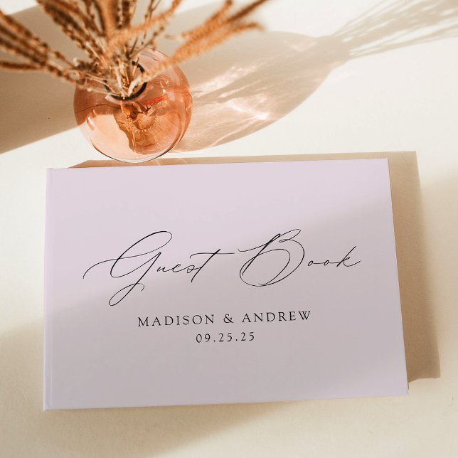 Livro De Visitas Casamento de Fotografias de Lavanda de Script Eleg (Criador carregado)